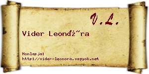 Vider Leonóra névjegykártya